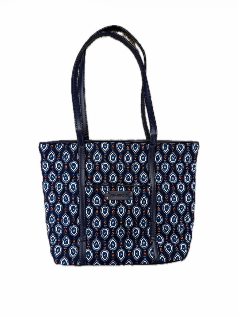 Vera Bradley Trimmed Small Vera Tote Bag in "Marrakesh Motifs" Pattern Blue